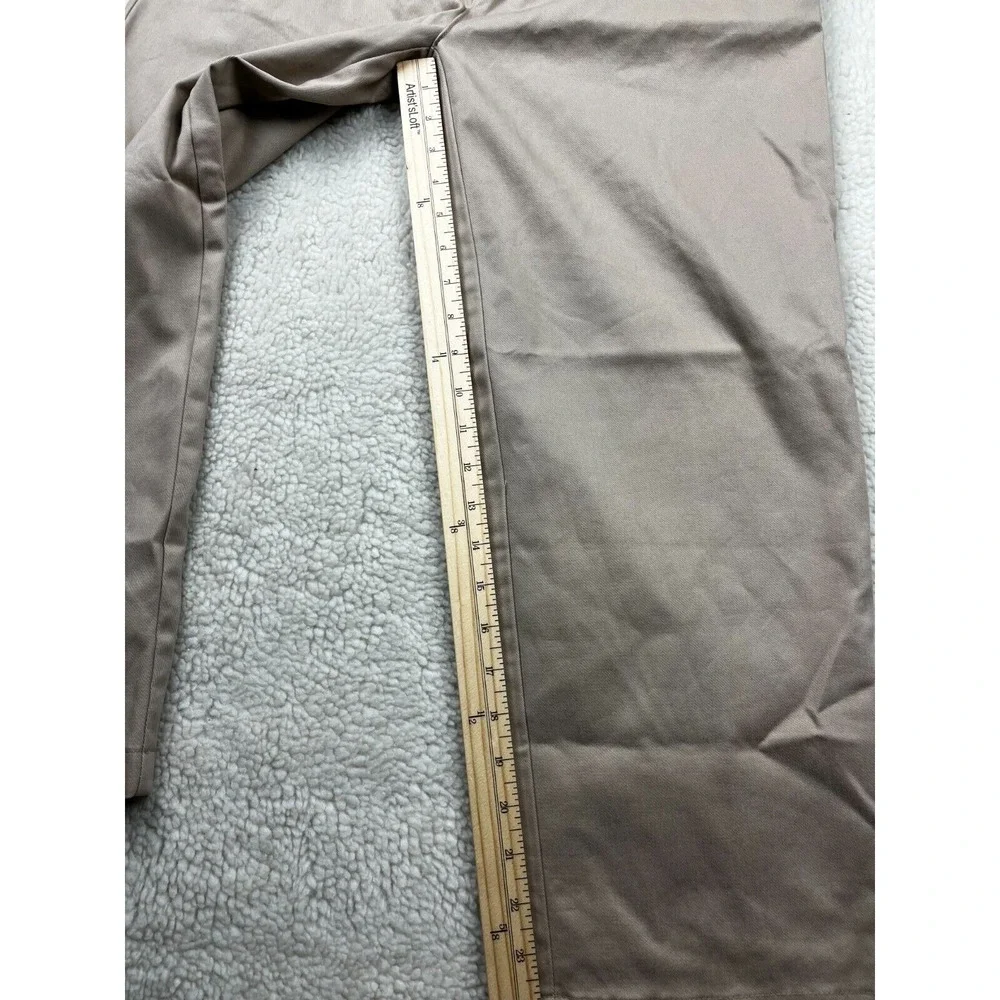 Lands‎ End Chino Pants Boys 20H Blend Flat Front Button Straight Leg Khaki